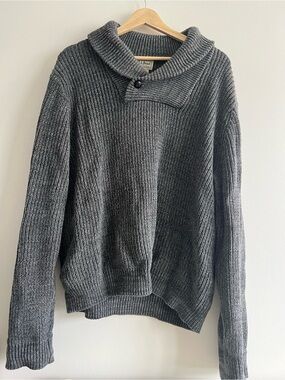 L.L. Bean vintage charcoal grey shawl-collar pullover sweater